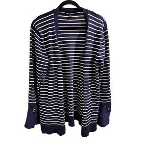 👗 2/$30 👗 Cable & Gauge Navy & White Stripe Open Cardigan XL